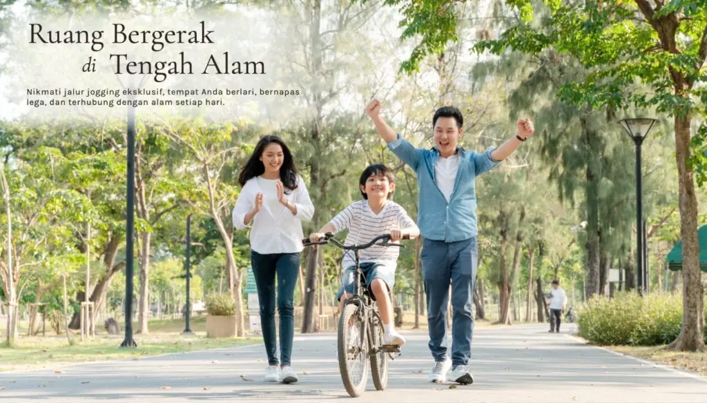 Ruang terbuka hijau untuk bersepeda dan berjalan di Premier Promenade